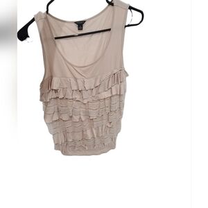Ann Taylor ruffled and lace cream tank top Size Medium